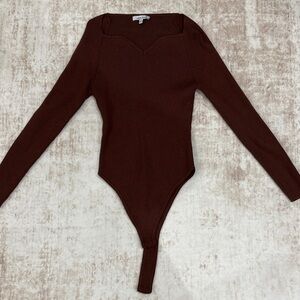 White Birch Chocolate Long Sleeve Bodysuit - Never Worn